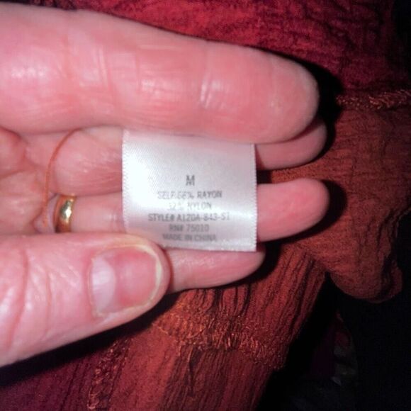 Blue Rain tiered burnt orange dress medium - Picture 4 of 5